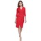 Kadın Kırmızı Likralı Kruvaze Yaka Kemerli Elbise