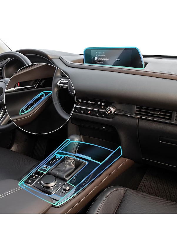 Resim Maiyame Mazda Cx-30 2020-2024 İç Döşeme Koruyucu Filmi - Tpu Tam Set, Tarak, Mendil Ve Sprey Flaske İle Kırık Ve Çiziklerden Koruma 