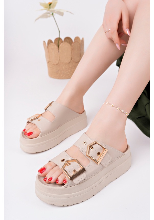 Resim Rooc Tokalı Ortopedik Kadın Terlik - Bej Bej 