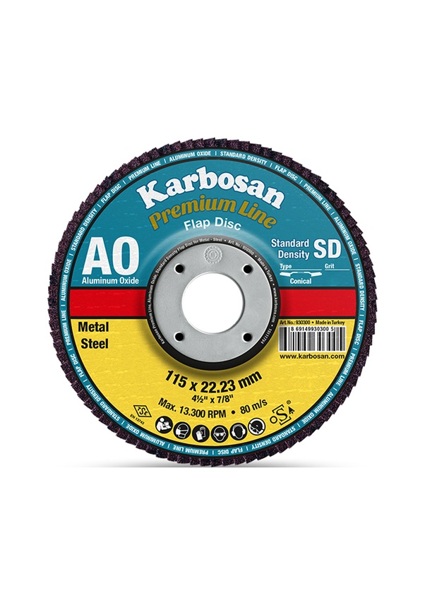 Karbosan 115x22.23 Alüminyum Oksit (AO) Flap Disk 40 Kum 10'lu