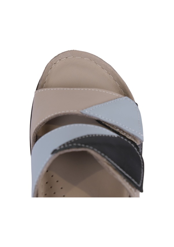 Resim Hakiki Deri Renkli Bantlı Rahat Taban Günlük Kadın Terlik Napa-305 Laci 