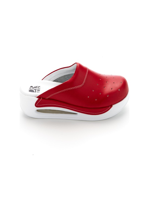 Resim Drmoon Airmax Taban Bayan Hakiki Deri Sabo Kadın Terlik Kırmızı 