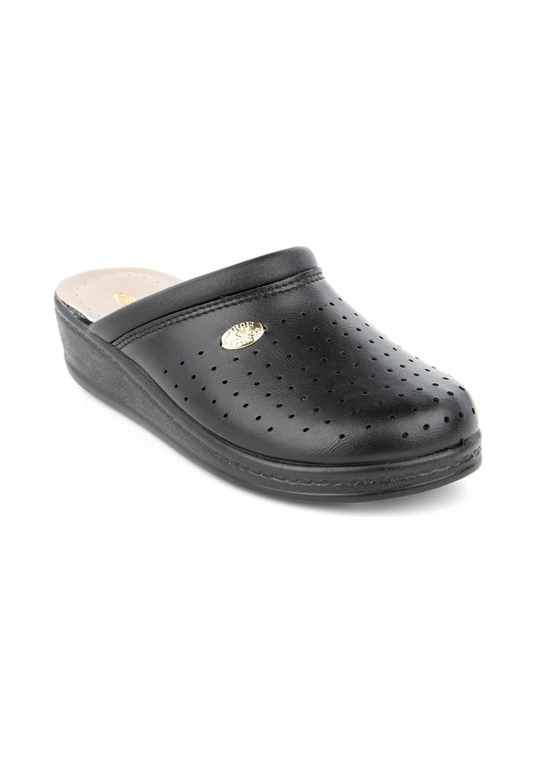 Resim Muya İmmer Çok Amaçlı Anatomik Taban Hakiki Deri Kadın Sabo Terlik Siyah 