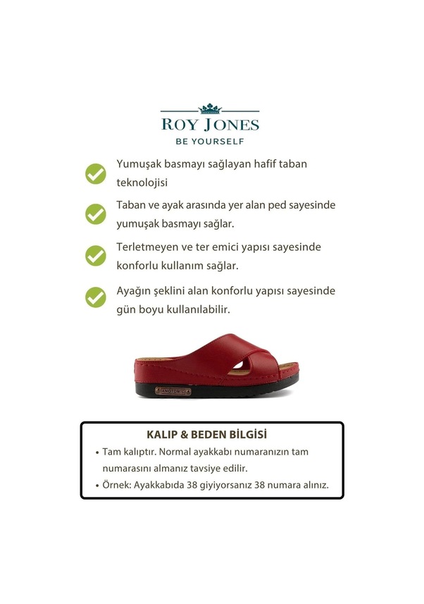 Resim Roy Jones 3029 Ortopedik Comfort Günlük Topuklu Kadın Terlik 167800000334 08 Kırmızı Kırmızı 