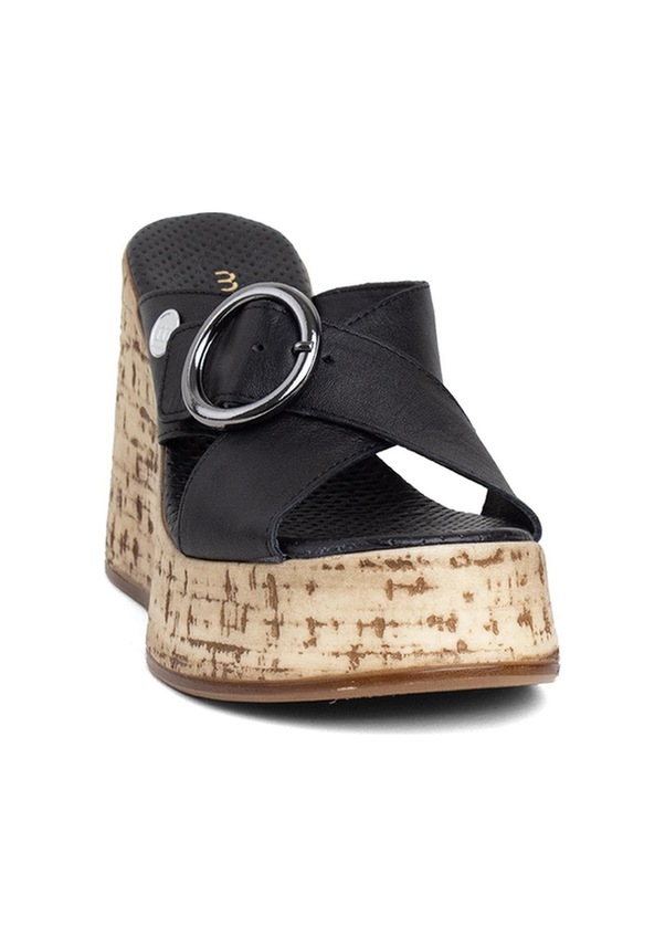 Resim Mammamia D24yt-2155 Kadın Deri Dolgu Topuk Terlik Siyah-siyah Siyah 