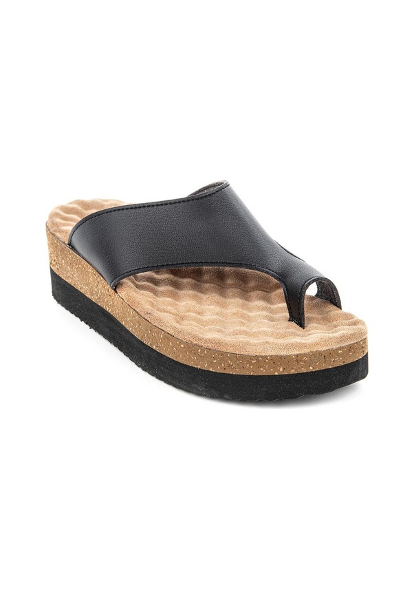 Resim Muya Hora Anatomik Taban Topuk Dikeni Kadın Terlik Siyah - Bej 