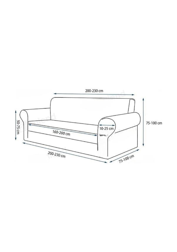 Resim StarMall Kadife Koltuk Örtüsü Esnek, Lastikli Yıkanabilir 3 Kişilik Bir Adet Krem 