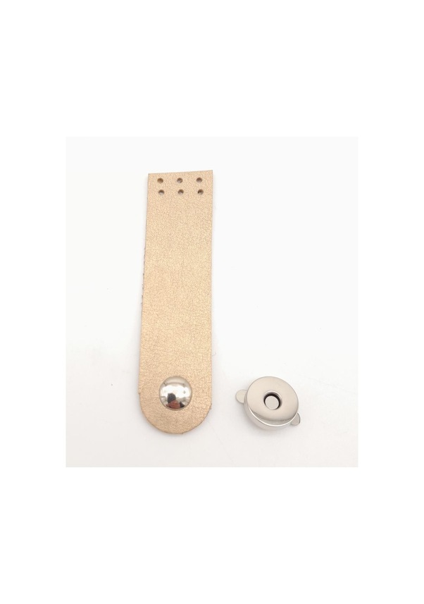 Resim Angel Çanta Aksesuar Gold Renk Tek Kat Suni Deri Kapak 10.5x2.5 cm Gümüş Metal 