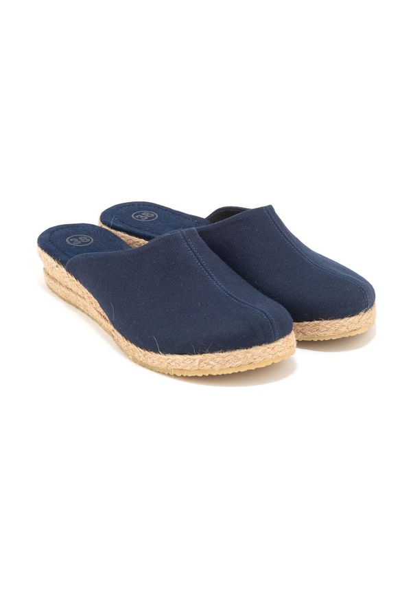 Resim Star Tombis Gerçek Elişi Doktor Hemşire Hastane Hasır El Işi Kadın Keten Günlük Terlik Handmade Lacivert 