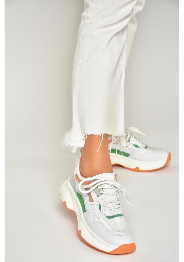 Resim Fox Shoes U973568209 Beyaz/turuncu Kalın Tabanlı Spor Ayakkabı Sneakers Beyaz/turuncu-suni Deri Beyaz - Turuncu 