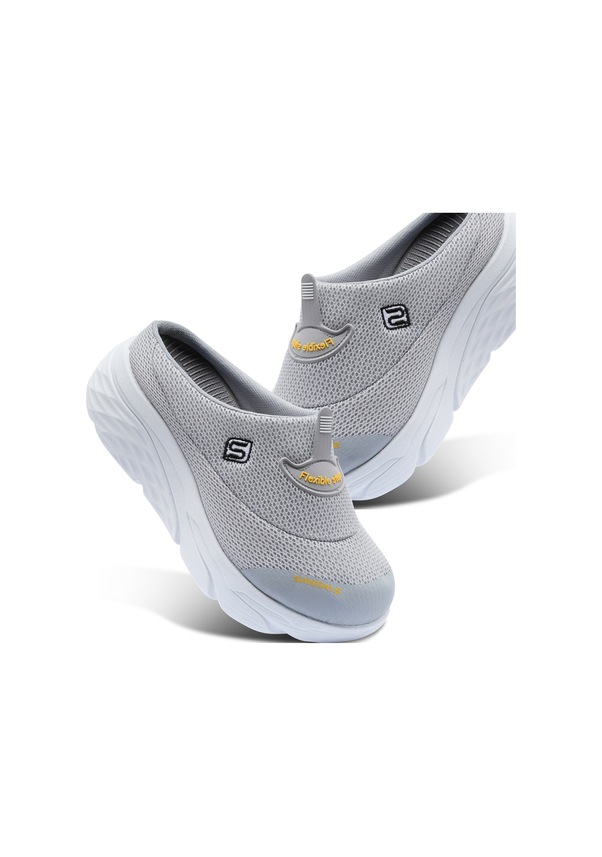 Resim Sandal Spor Kadın Dolgu Taban Ortopedik File Sabo Doktor Hemşire Hastane Aşçı Terlik Gri 