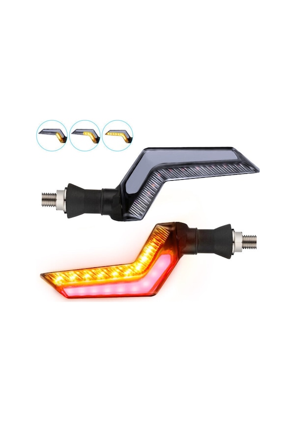 Resim Sarı-Kırmızı Renk Motosiklet Sinyal Ledi Takımı Kayar DRL Gündüz 