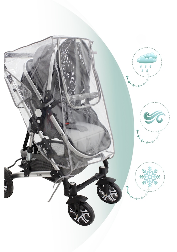 Mordesign Fermuarlı Ultra Lüx Bebek Arabası Yağmurluğu NA8896