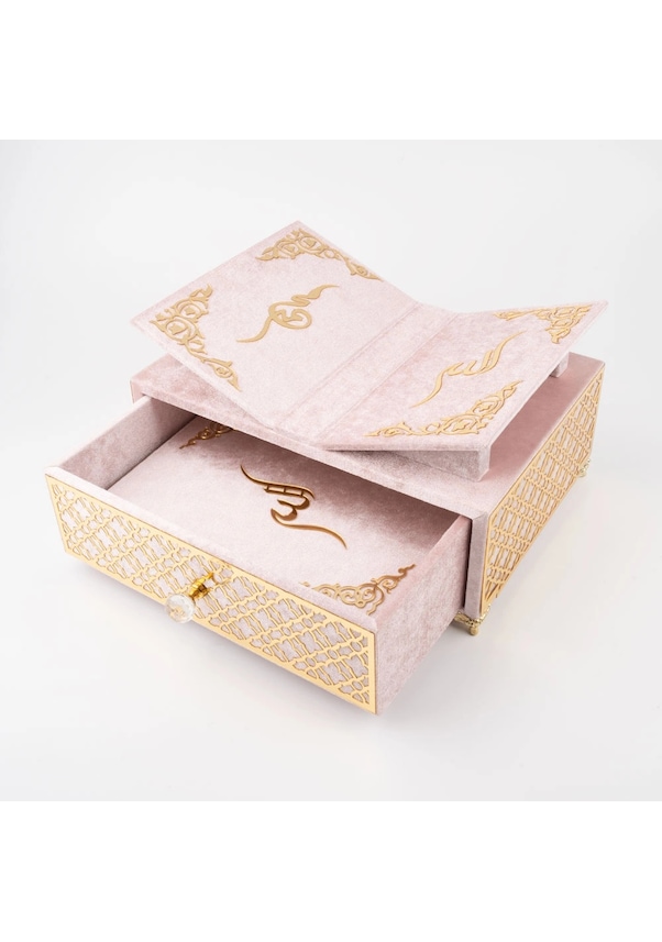 Resim Raşel Kaplama, Çekmeceli Rahleli Kur'an-ı Kerim Orta Boy, Pembe 