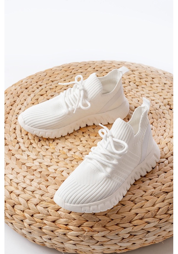 Resim Dm-501 Beyaz Bağcıklı Failon Taban Günlük Spor Ayakkabı Beyaz 