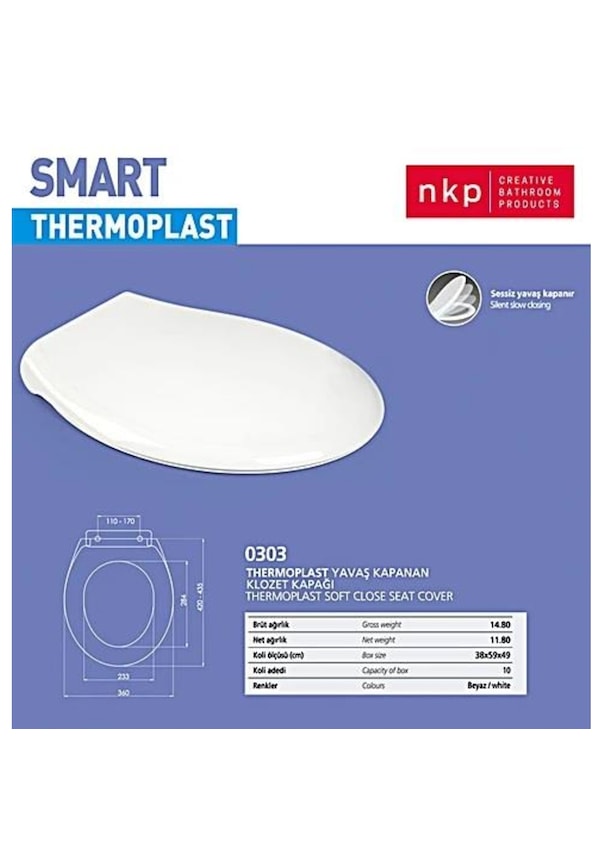 Nkp Smart Soft Close Yavaş Kapanan Amortisörlü Klozet Kapağı NA9470