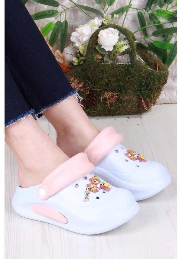 Resim Fort E468 Bella Mavi Pudra Eva Malzeme Sabo Doktor Medikal Aşçı Günlük Burnu Kapalı Terlik Mavi 