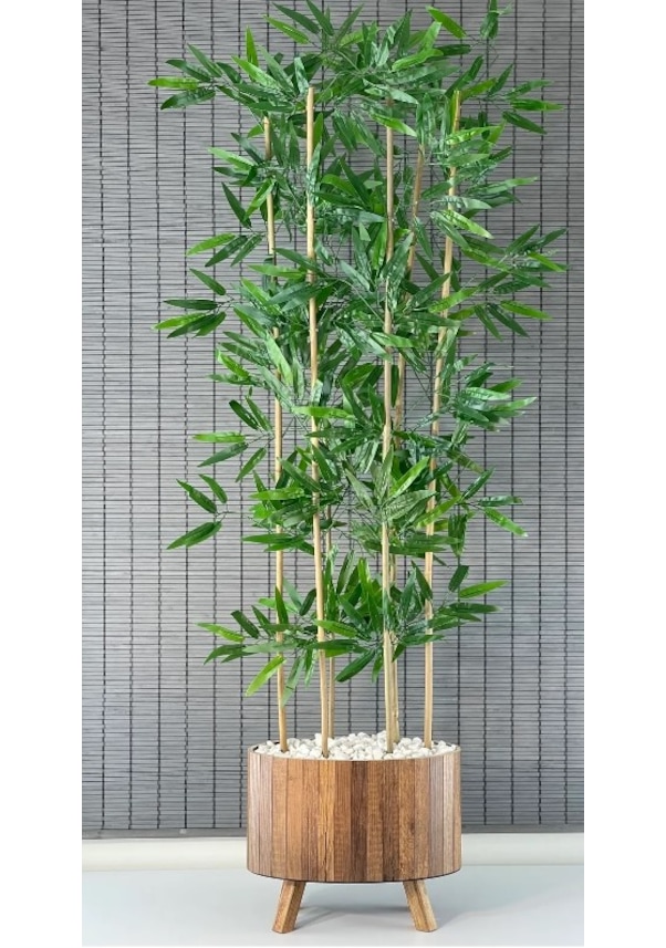 Ahşap Saksılı Ayaklı Elips Model Yapay Yoğun Yapraklı Dekoratif Bambu Ağacı 155CM 6 Gövde Ahşap Saksılı Ayaklı Elips Model Yapay Yoğun Yapraklı Dekoratif Bambu Ağacı 155CM 6 Gövde