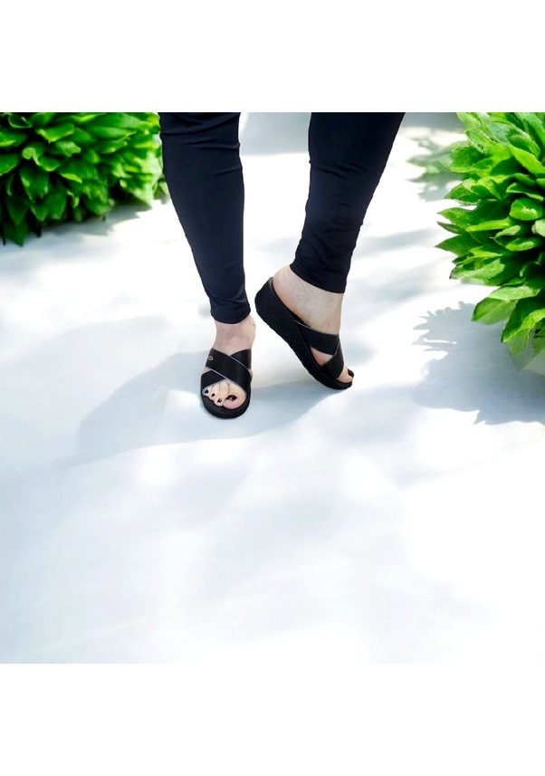 Resim Kadın Günlük Anatomik Cırtlı Ayarlanabilir Ev Ve Dışarı Terliği Siyah 