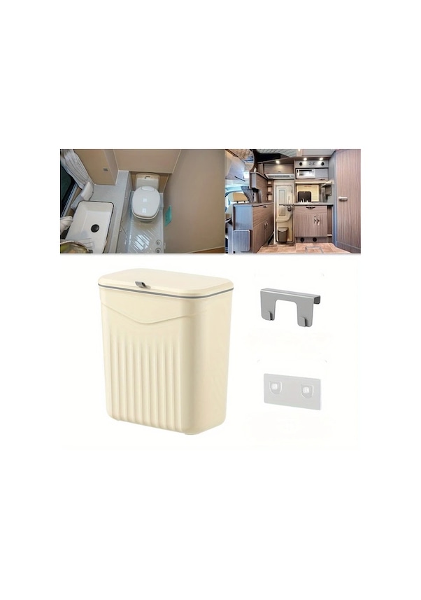 Resim Meridiangoods Dayanıklı Pp Duşakabin Çöp Kutusu Beyaz Büyük Mutfak Banyo Yatak Odası Seyahat 