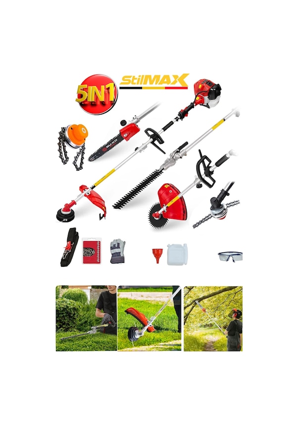 Resim Stilmax STM5IN1 Çok Fonksiyonlu 5 Kafalı Benzinli Ot Biçme Tırpan 