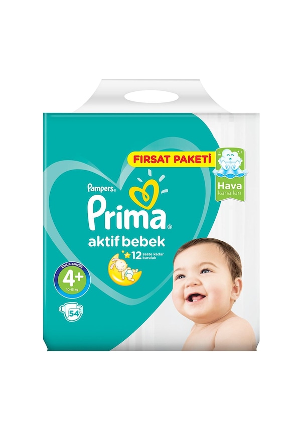 Prima Aktif Bebek Bezi 4+ Numara Fırsat Paketi 50 Adet