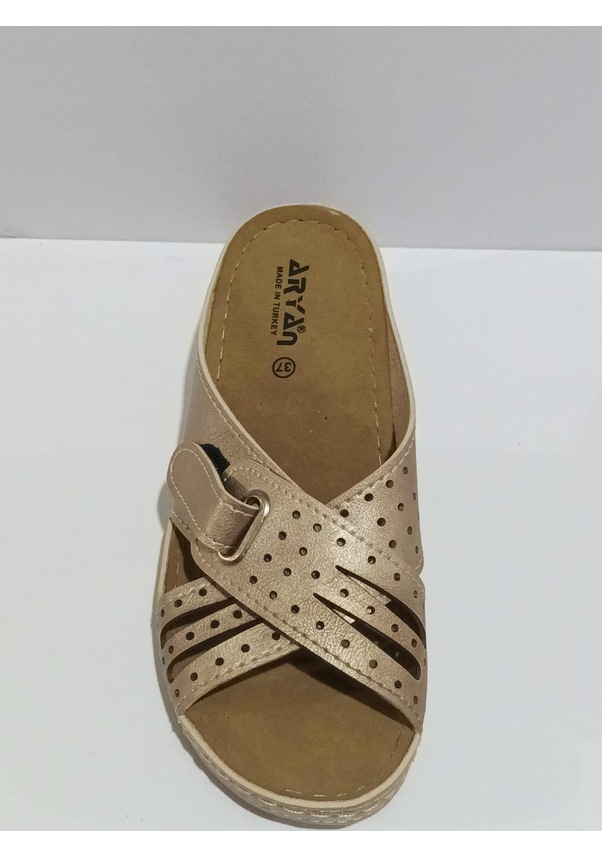 Resim Aryan 09-272 Anatomic Kadın Dolgu Topuk Terlik Platin 