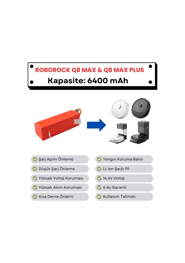 Roborock Q8 Max & Q8 Max Plus Uyumlu Batarya 14.4v 6400 Mah Robot — free download