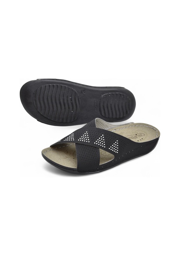 Resim 140525 Tam Ortopedik Taban Günlük Kadın Terlik Anatomik Taban Siyah 