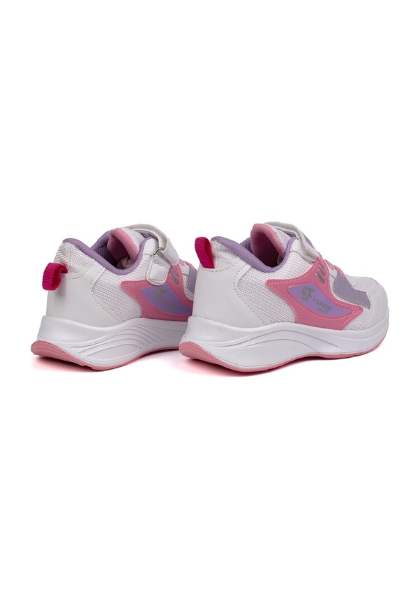 Resim Kız Çocuk Beyaz Pembe Cırtlı Bağcıklı Sneaker Günlük Rahat Spor Ayakkabı Pembe 