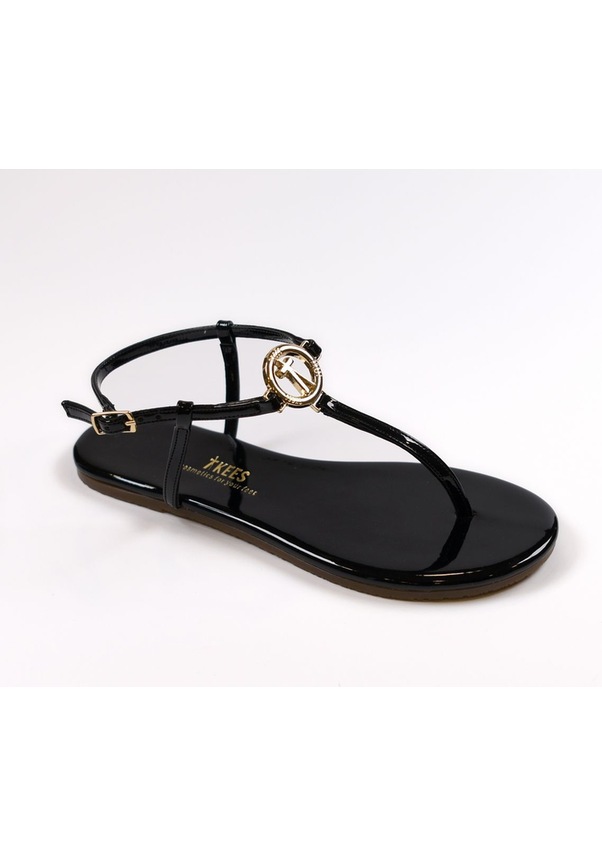 Resim Kadın Rugan Siyah Parmak Arası Tokalı Sandalet Rugan Siyah 