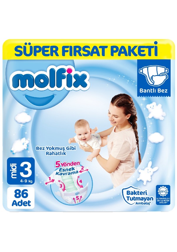 Molfix Bebek Bezi 3 Numara Midi Süper Fırsat Paketi 86 Adet