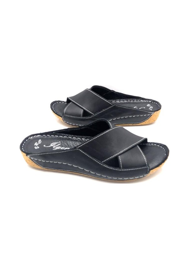 Resim Deritarzİlgen Hakiki Deri Ortopedik Hafif Kadın Siyah Renk Terlik Siyah 