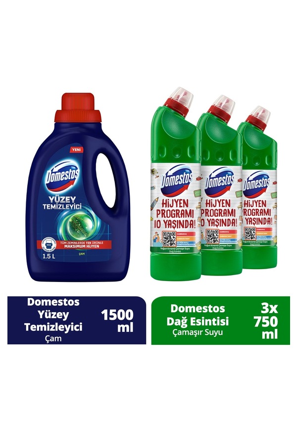 Domestos Yüzey Temizleyici Çam 1500 Ml Domestos Dağ Esintisi Çamaşır Suyu 750 Ml X 3 Fiyatları 0577