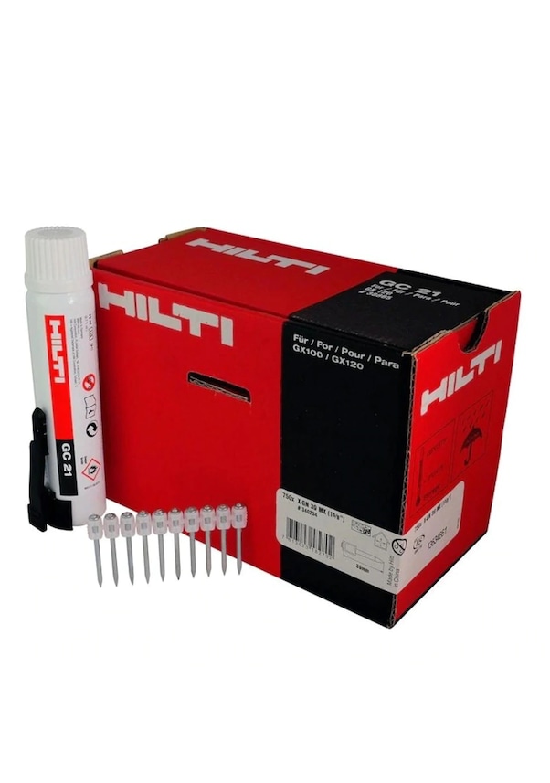 Hilti X-GN 340230 – Chiodi A Gas 27 Mm, 750 Pezzi, Per Pistola GX 120, Zinco Galvanizzato, Per Calcestruzzo E Muratura