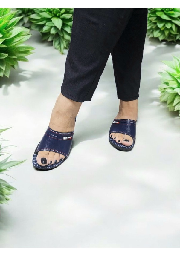 Resim Kadın Anatomik Yumuşak İç Taban Ev Ve Dışarı Terliği Lacivert 