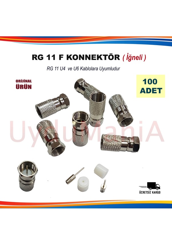 Rg 11 F Konnektör Iğneli 100 Adet Fiyatları ve Özellikleri