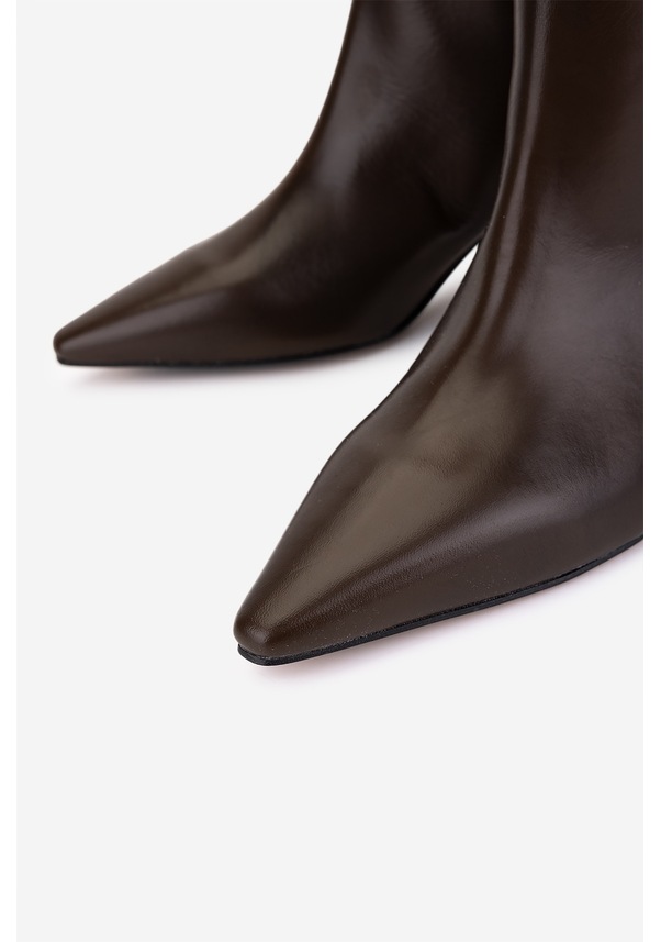 Resim Valmenti Kadın Hakiki Deri Kahverengi Topuklu Çizme 1154 1655 Bn Czm Sk25-26 Caffe Kahverengi 