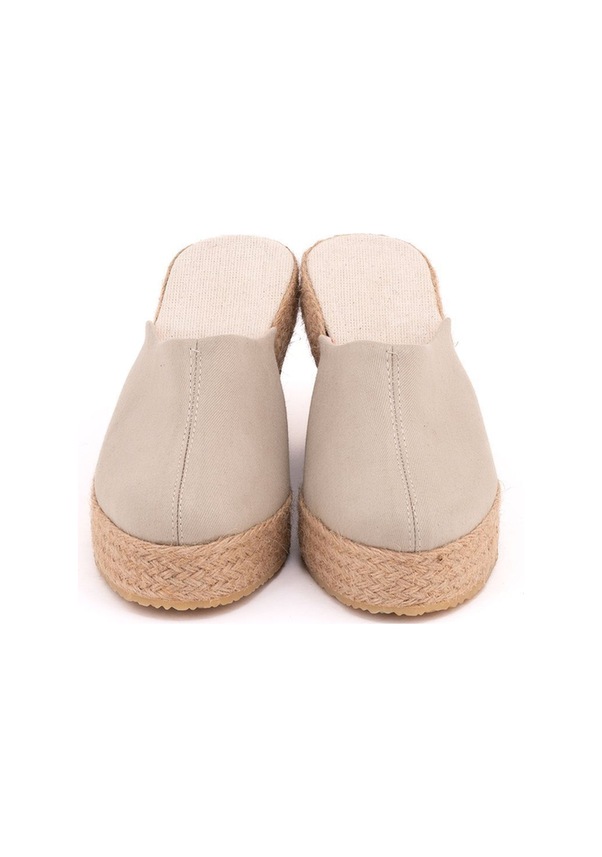 Resim Star Tombis Gerçek Elişi Platformlu Burnu Kapalı Elişi Hasır Keten Sabo Terlik Handmade Bej 
