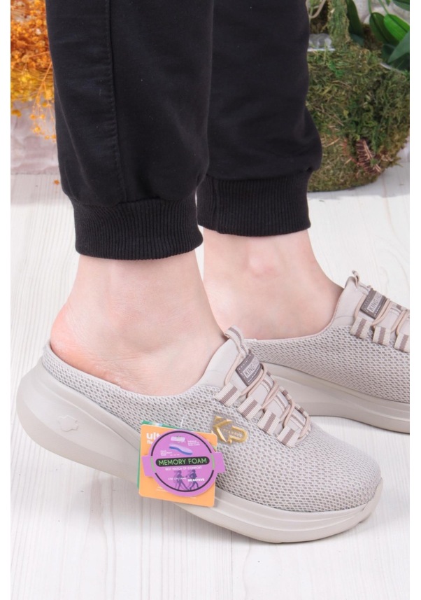 Resim Fort King Lina Anatomik Rahat Esnek Memory Foam Taban Sabo Terlik Kadın Terlik Bej 