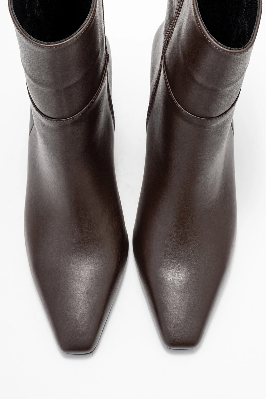 Resim Luvi Shoes Elıas Kahverengi Cilt Hakiki Deri Kadın Blok Topuklu Bot Kahverengi Deri 