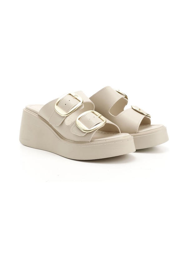 Resim Gönderi R Bej Dolgu Topuk Tokalı Terlik Bej 