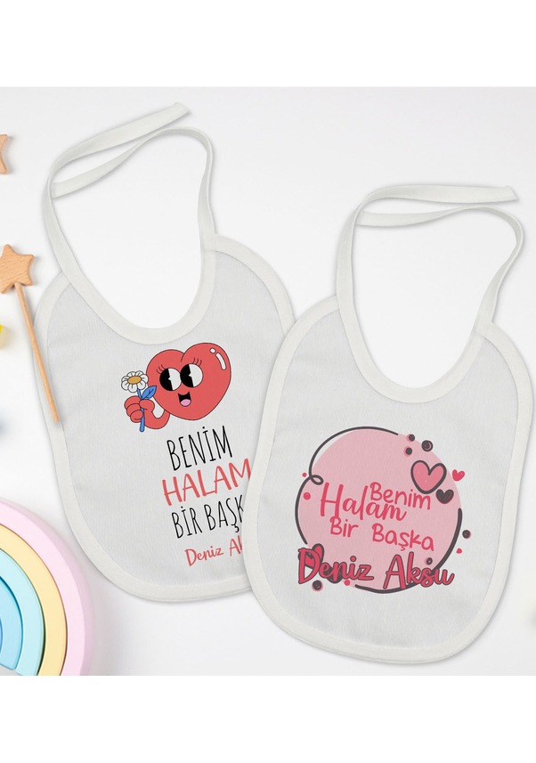 BK Kids Kişiye Özel Halam Bir Başka Tasarımlı 2’li Beyaz Mama Önl BK Kids Kişiye Özel Halam Bir Başka Tasarımlı 2’li Beyaz Mama Önl