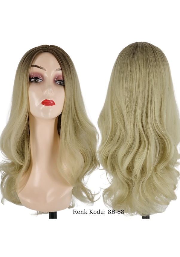 Peruk Dalgalı Fiber Sentetik Kumral Koyu Platin Ombre No-8B-88 Peruk Dalgalı Fiber Sentetik Kumral Koyu Platin Ombre No-8B-88