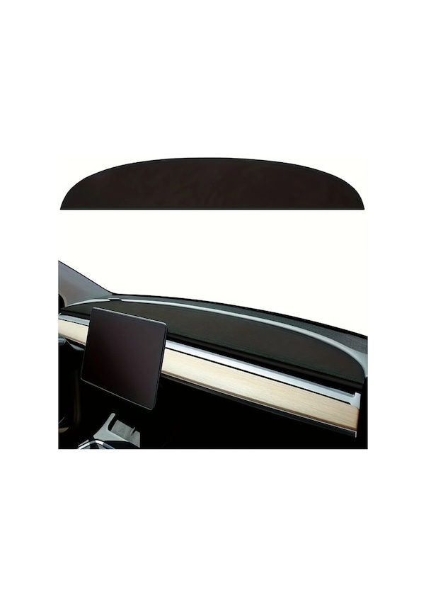 Resim Xuweiwei 2025 Yükseltilmiş Süet Tesla Model Y Torpido Gözlüğü Brown-1 Polyester 