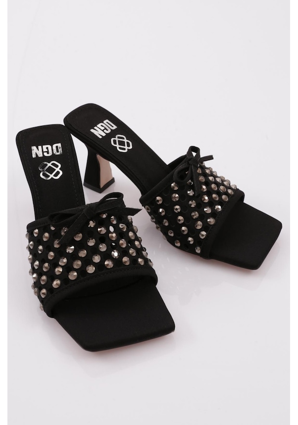 Resim Dgn 7256 Kadin Kurdela Detayli Topuklu Terlik 7256-424-R1671 Siyah 