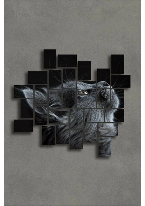 Resim 30 Parça Puzzle Tablo Seti - Kedi Salon Otuma Odası Yatak Odası Çocuk Odası için Mdf Duvar Dekoru 90x75 cm 