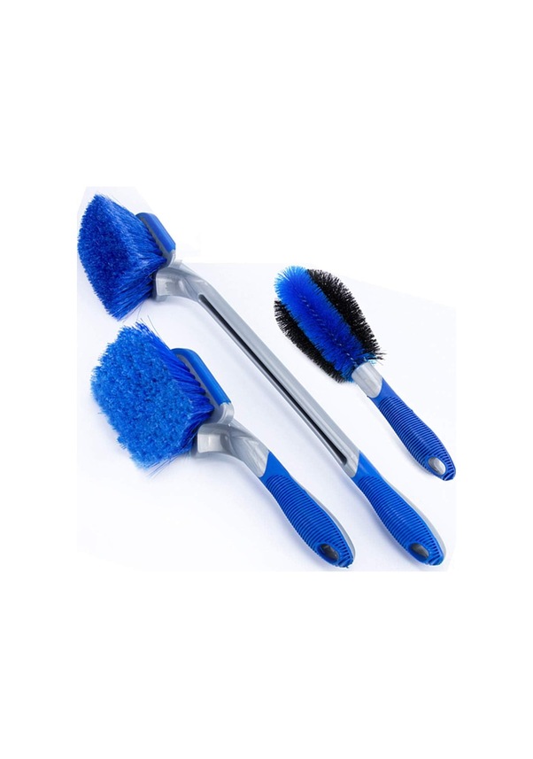 Resim Konesam 3 Lü Jant Ve Lastik Temizleme Fırçası Seti, Uzun Saplı Pvc Tutacaklı, Motosiklet Ve Araçlar İçin Pratik 