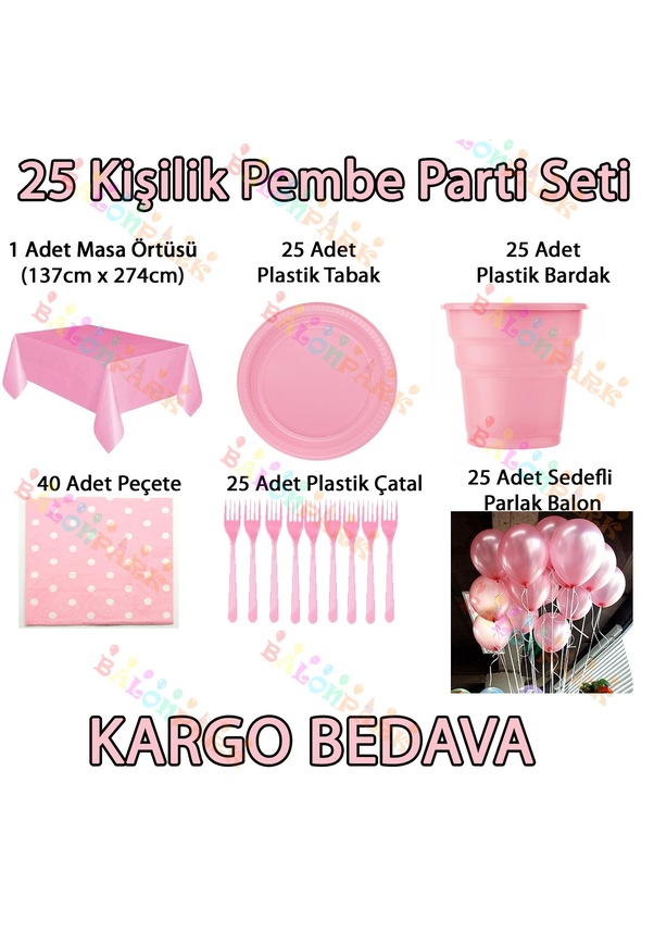 25 Kişilik Açık Şeker Pembe Doğum Günü Parti Malzemeleri Konsepti 25 Kişilik Açık Şeker Pembe Doğum Günü Parti Malzemeleri Konsepti