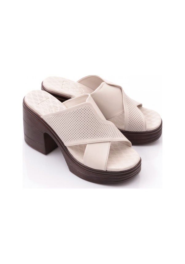 Resim Dgn 1006 Kadın Çapraz Şeritli Topuklu Terlik Buz 